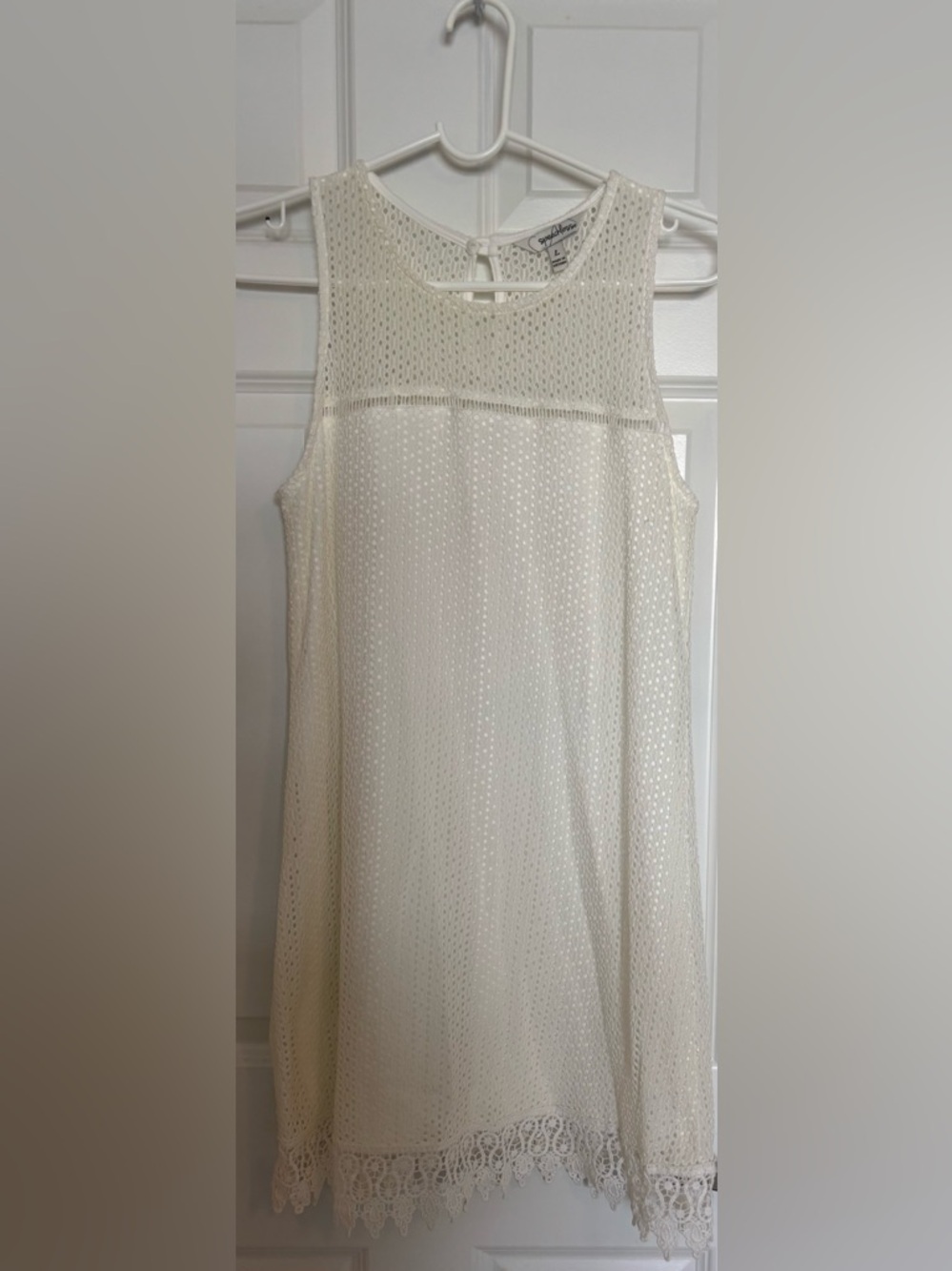Speechless Ivory Sleeveless Lace Lined Shift Dress Women's Large - Summer Ready!